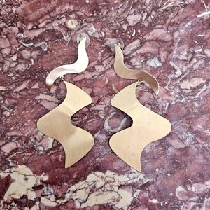 Gold Asymmetrical Earrings with Modern Design